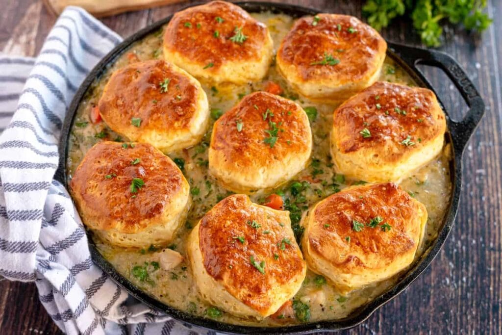 Chicken Pot Pie with Biscuits