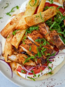 Chicken Shawarma with Garlic Yoghurt Sauce & Fries