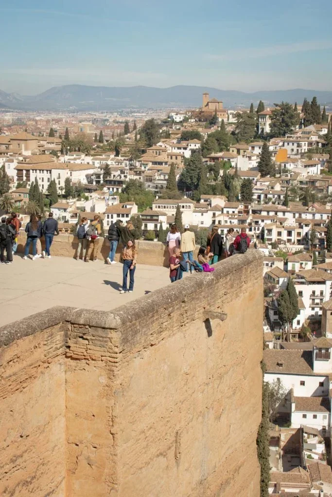 panoramic view of Granada from Alcazaba's Torre de las Armas tower at Alhambra