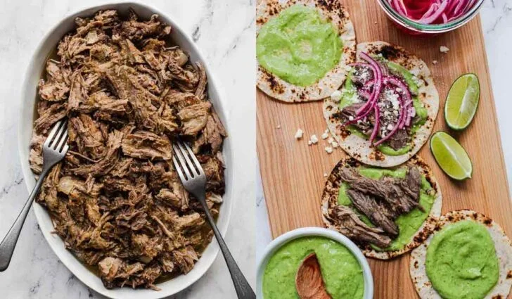 Salsa Verde Shredded Pork Tacos | foodiecrush.com