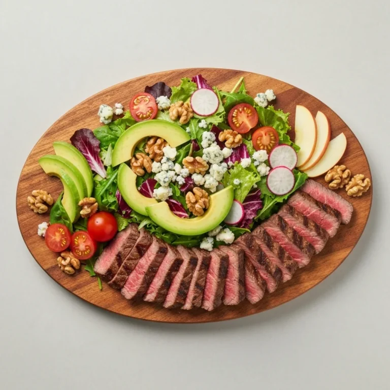 thinly sliced top sirloin steak showing proper cutting against the grain for salad