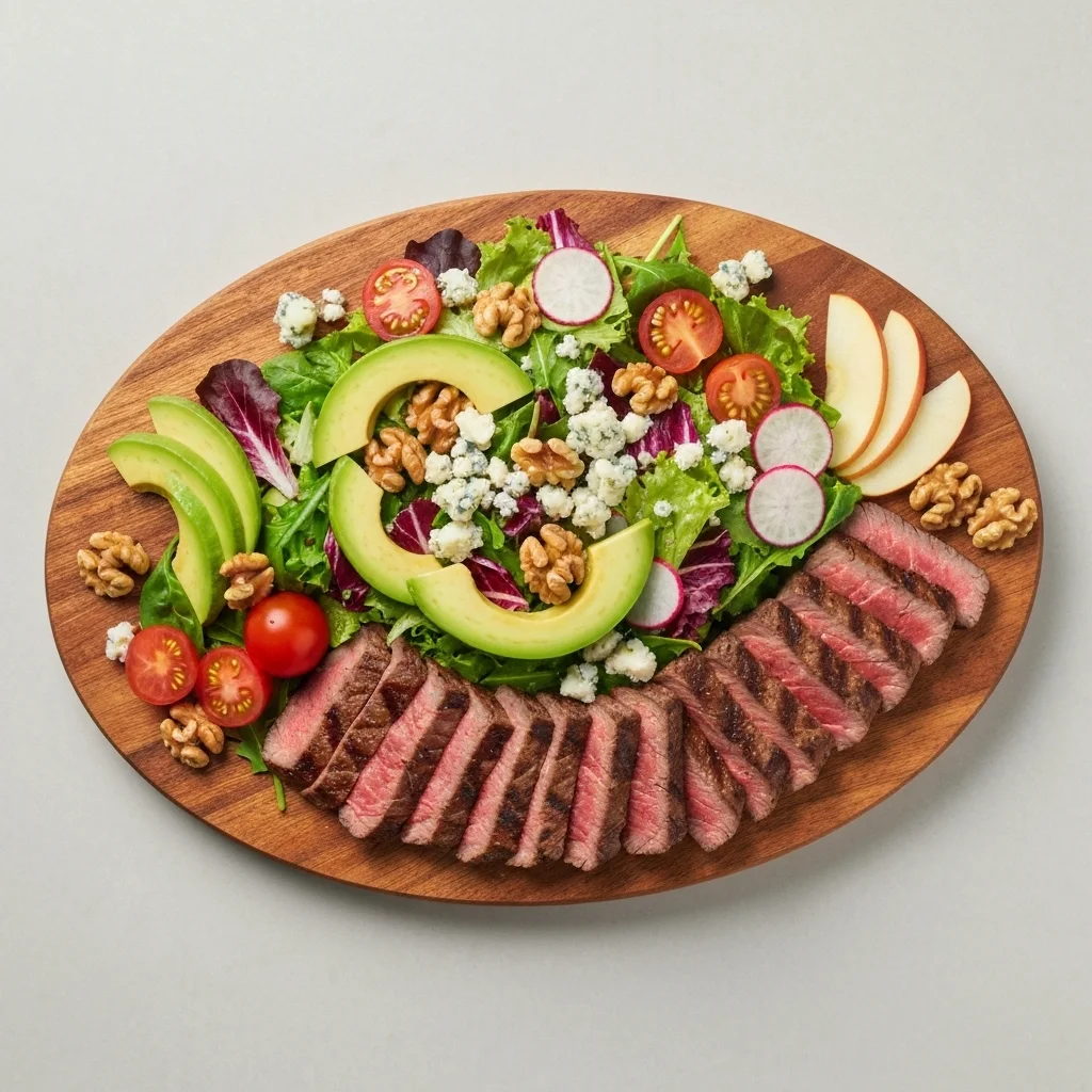 thinly sliced top sirloin steak showing proper cutting against the grain for salad