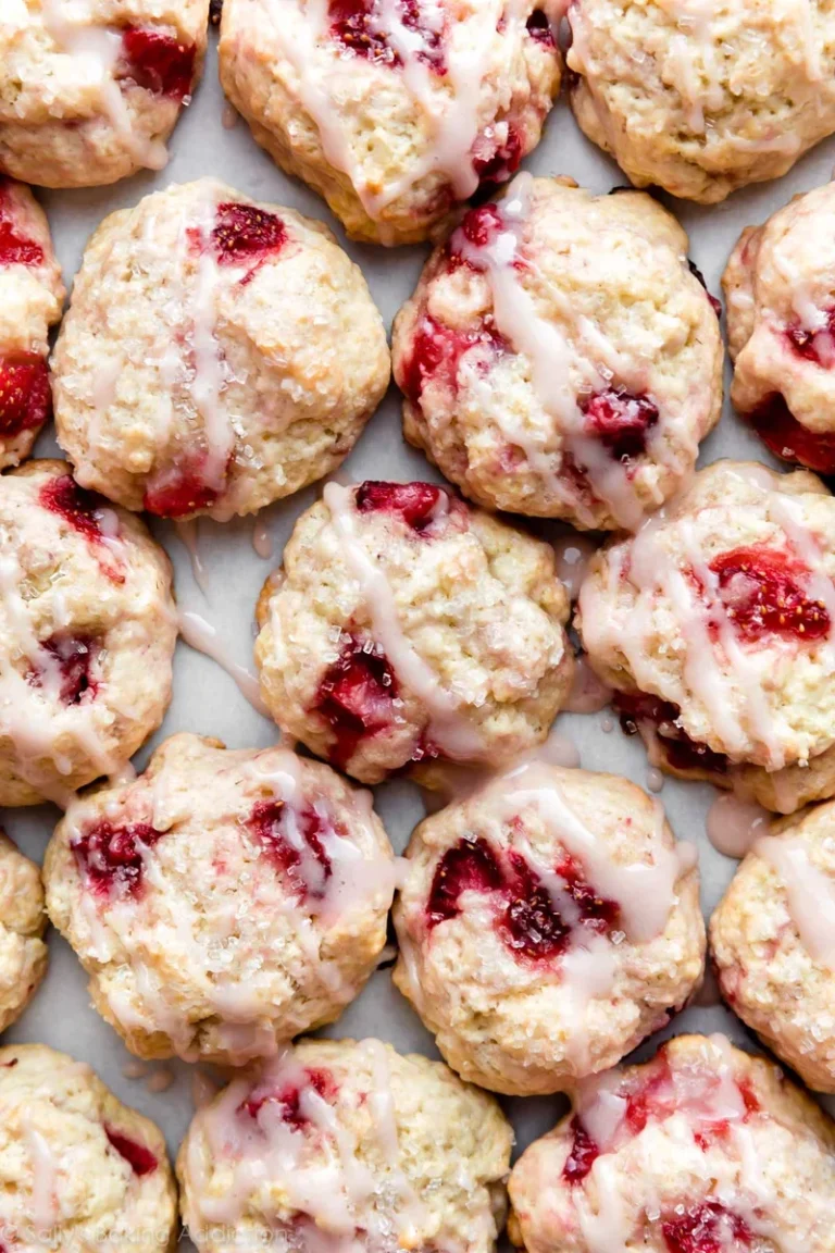 strawberry biscuit cookie dough resting in refrigerator before baking
