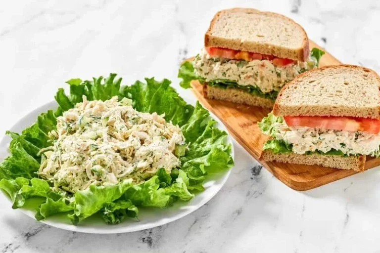 Copycat Subway chicken salad with apples and grapes in a white bowl