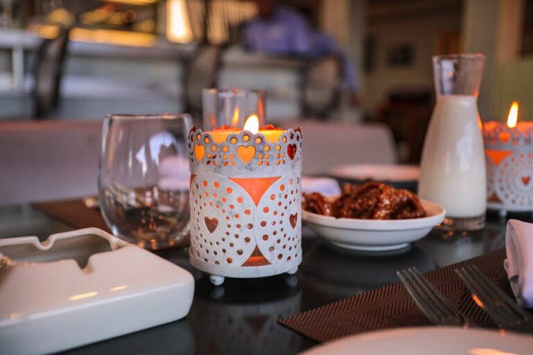 luxury Moroccan restaurant interior with candlelight